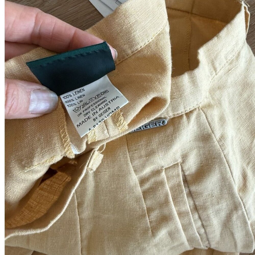 Geiger 100% Linen Straight Leg Pants Womens 8 Yellow Dress Casual Austria - Picture 4 of 4